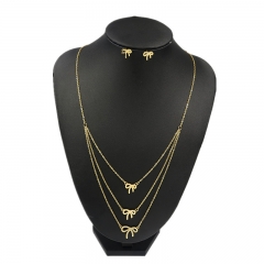 Stainless steel jewelry set Bow tie necklace and earrings