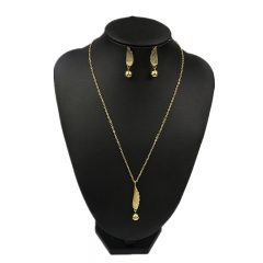 Stainless steel jewelry set Leaf necklace and earrings