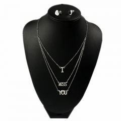 Stainless steel jewelry set Heart necklace and earrings