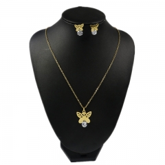 Stainless steel jewelry set Butterfly necklace and earrings