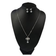 Stainless steel jewelry set Heart necklace and earrings