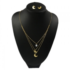 Stainless steel jewelry set Moon necklace and earrings