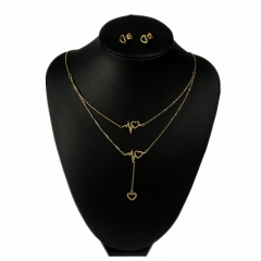 Stainless steel jewelry set Heart necklace and earrings
