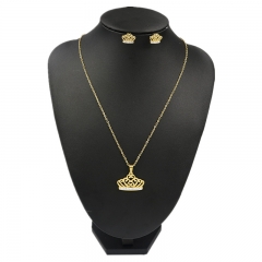 Stainless steel jewelry set Crown necklace and earrings