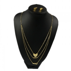 Stainless steel jewelry set Heart necklace and earrings