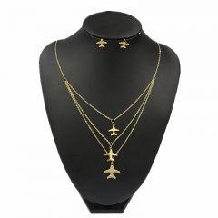 Stainless steel jewelry set Plane necklace and earrings