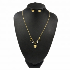 Stainless steel jewelry set Heart necklace and earrings
