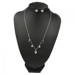 Stainless steel jewelry set Heart necklace and earrings