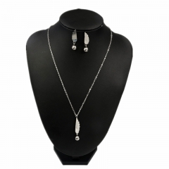 Stainless steel jewelry set Leaf necklace and earrings