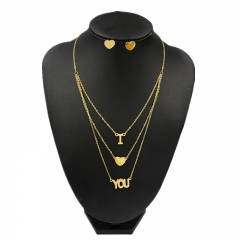 Stainless steel jewelry set Love necklace and earrings