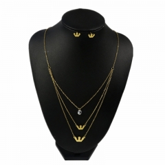 Stainless steel jewelry set Crown necklace and earrings