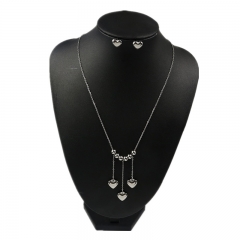 Stainless steel jewelry set Heart necklace and earrings