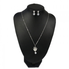 Stainless steel jewelry set Religious palm necklace and earrings
