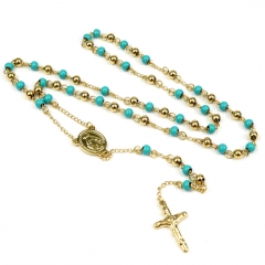6mm bead  Stainless Steel Rosary Necklace