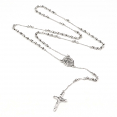 4mm bead  Stainless Steel Rosary Necklace