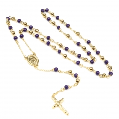 6mm bead  Stainless Steel Rosary Necklace