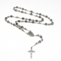 6mm bead  Stainless Steel Rosary Necklace