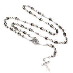 6*8mm bead  Stainless Steel Rosary Necklace