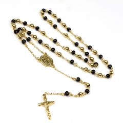 6mm bead  Stainless Steel Rosary Necklace