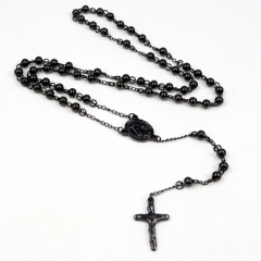 6mm bead  Stainless Steel Rosary Necklace