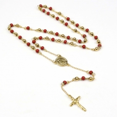 6mm bead  Stainless Steel Rosary Necklace