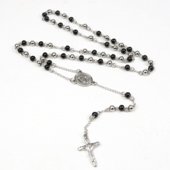 6mm bead  Stainless Steel Rosary Necklace