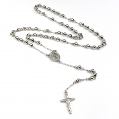 6mm bead  Stainless Steel Rosary Necklace