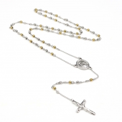 4mm bead  Stainless Steel Rosary Necklace