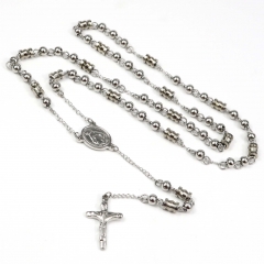 6mm bead  Stainless Steel Rosary Necklace