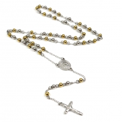 6mm bead  Stainless Steel Rosary Necklace