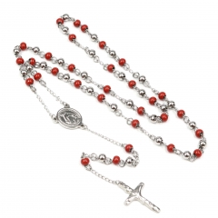 6mm bead  Stainless Steel Rosary Necklace