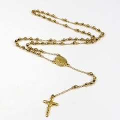 5mm bead  Stainless Steel Rosary Necklace