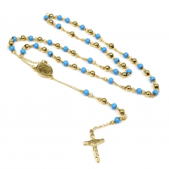 6mm bead  Stainless Steel Rosary Necklace