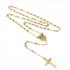 4mm bead  Stainless Steel Rosary Necklace