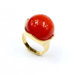 European and American popular stainless steel semi-precious stone ring