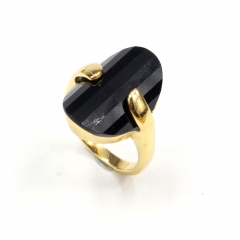 European and American popular stainless steel semi-precious stone ring