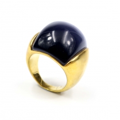European and American popular stainless steel semi-precious stone ring