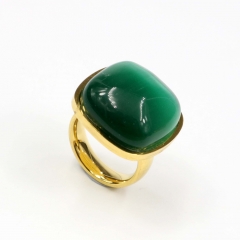 European and American popular stainless steel semi-precious stone ring