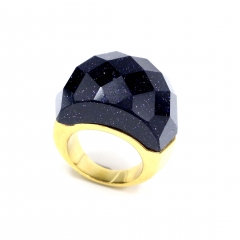 European and American popular stainless steel semi-precious stone ring