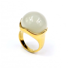 European and American popular stainless steel semi-precious stone ring