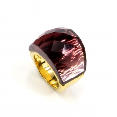 European and American popular stainless steel semi-precious stone ring