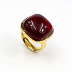European and American popular stainless steel semi-precious stone ring