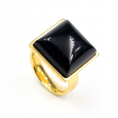 European and American popular stainless steel semi-precious stone ring