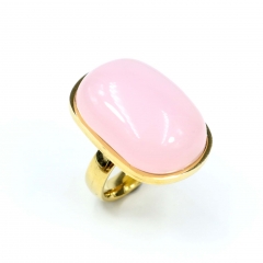 European and American popular stainless steel semi-precious stone ring