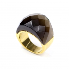 European and American popular stainless steel semi-precious stone ring
