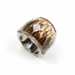 European and American popular stainless steel semi-precious stone ring