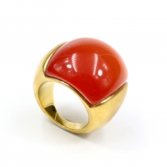 European and American popular stainless steel semi-precious stone ring
