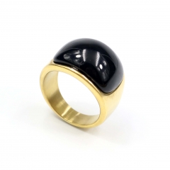 European and American popular stainless steel semi-precious stone ring