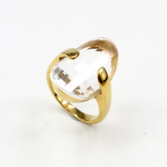 European and American popular stainless steel semi-precious stone ring