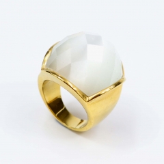 European and American popular stainless steel semi-precious stone ring